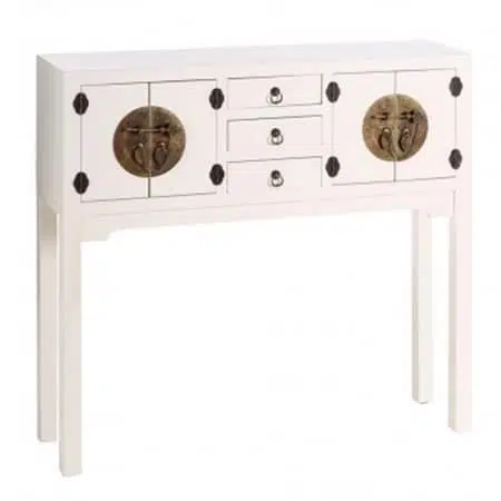 Consola estilo oriental en dm blanca (95x26x90)