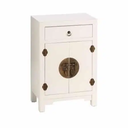 Mueble auxiliar estilo oriental en dm blanco (45x26x69)