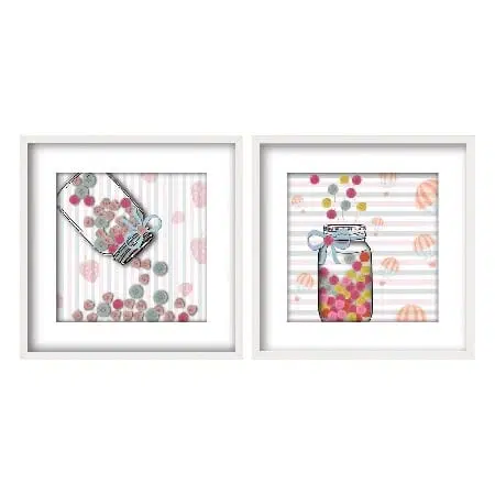 Set 2 cuadros botones multicolor(2M 30x3x30cm)