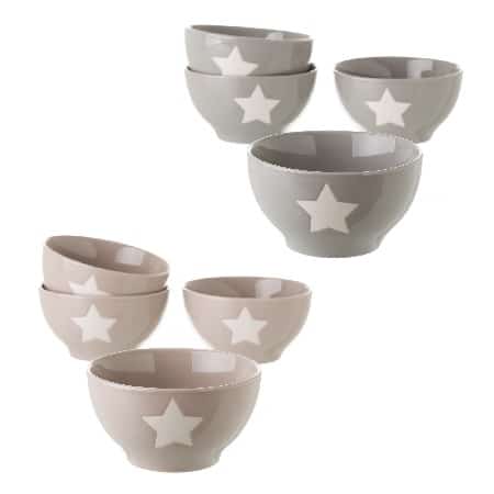 Set 2 bols grises"star" (14x7x7.5cm)