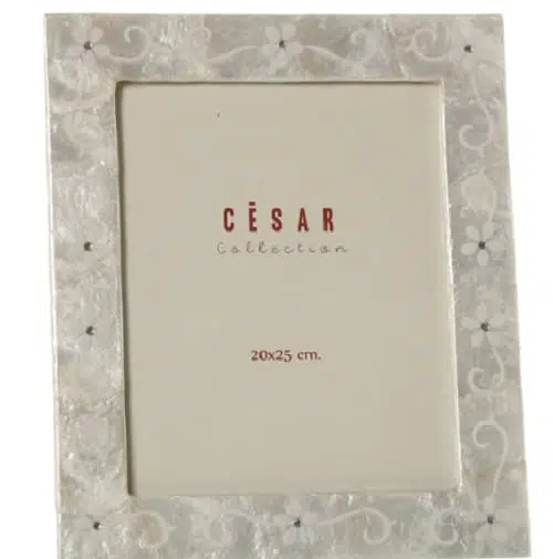 Portafotos nácar blanco flor (20x25cm)