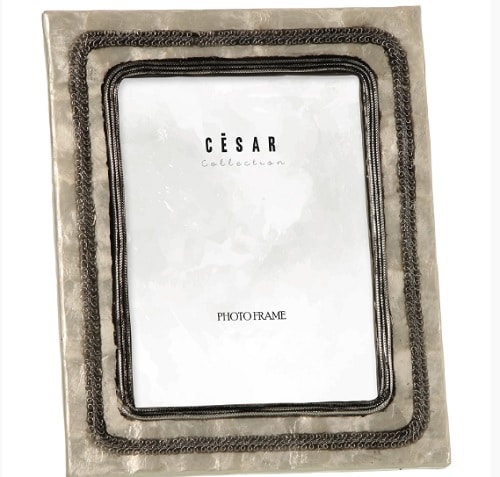 Portafotos nácar blanco-plata vieja (20x25cm)