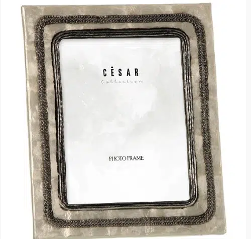 Portafotos nácar blanco-plata vieja (20x25cm)