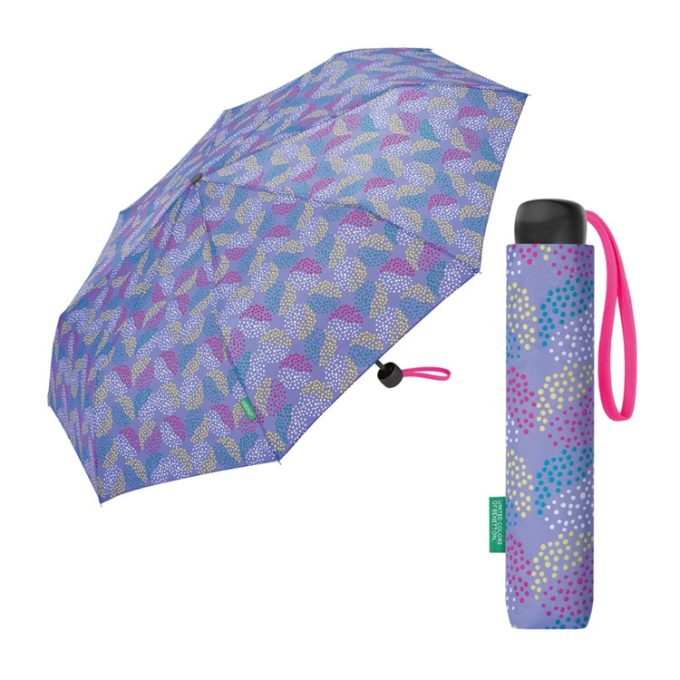 paraguas plegable lila estampado multicolor