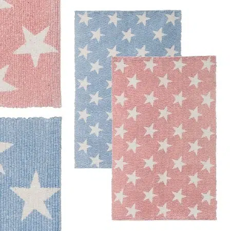 Alfombra algodón rosa estrella(90x60x0,5cm)