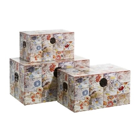 Baúl flores multicolor (63x38x35cm)