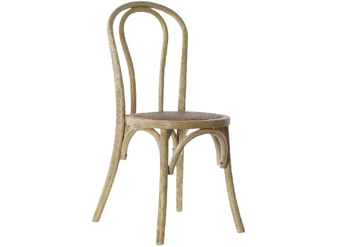 Set 2 sillas en madera de olmo natural con respaldo curvo y asiento de ratán de estilo provenzal