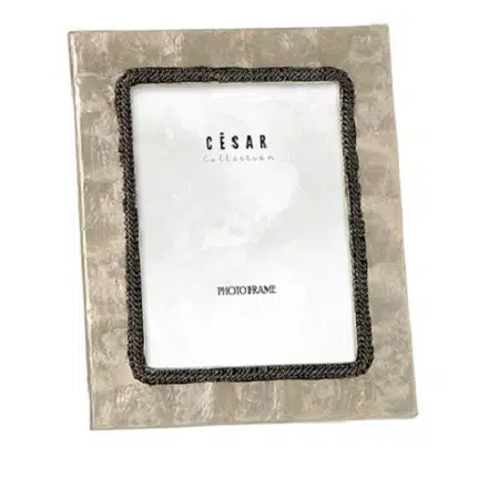 Portafotos nácar natural cordón-plata vieja (20x25cm)