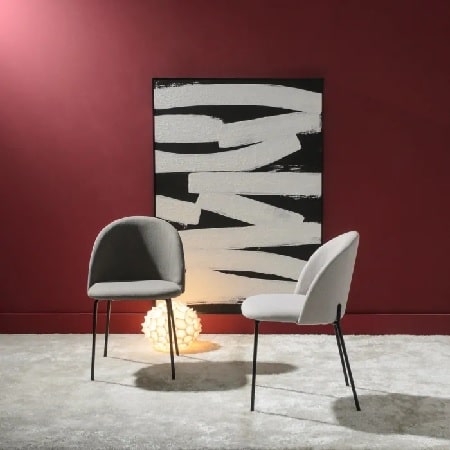 Set 2 Sillas Microfibra Gris Metal Albany Vintage (50x54x78cm)