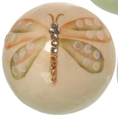 Set 3 bolas decoración nácar blanco libélulas (10d cm)