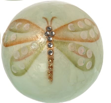 Set 3 bolas decoración nácar blanco libélulas (10d cm)