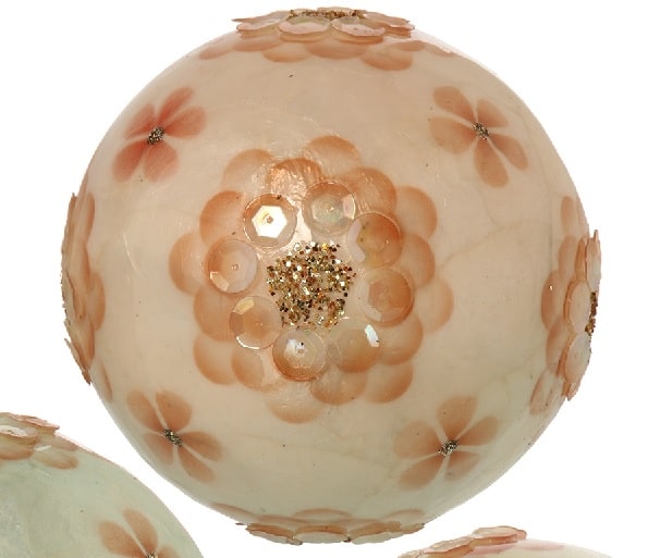 Set 3 bolas decoración nácar lentejuelas rosas (10d cm)