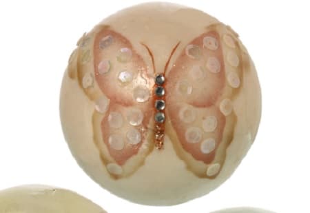 Set 3 bolas decoración nácar-lentejuelas mariposas (10d cm)