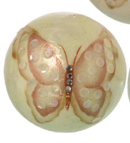 Set 3 bolas decoración nácar-lentejuelas mariposas (10d cm)