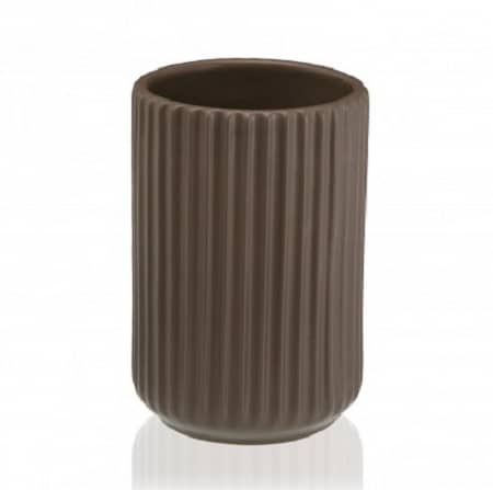 Set baño marrón líneas 2 piezas (7.5x7.5x17.5cm)
