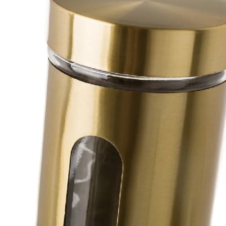 Set 3 botes de cocina cristal-metal oro(8,5dx20cm)