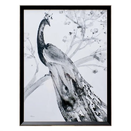 Cuadro pavo real blanco-negro(80x4x105cm)