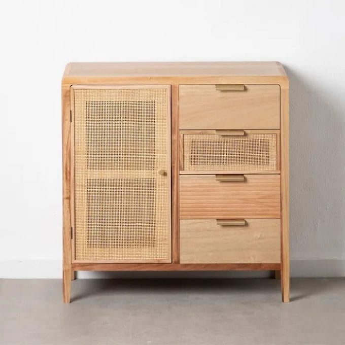 Mueble auxiliar en madera-ratán Malena(80x40x82cm)