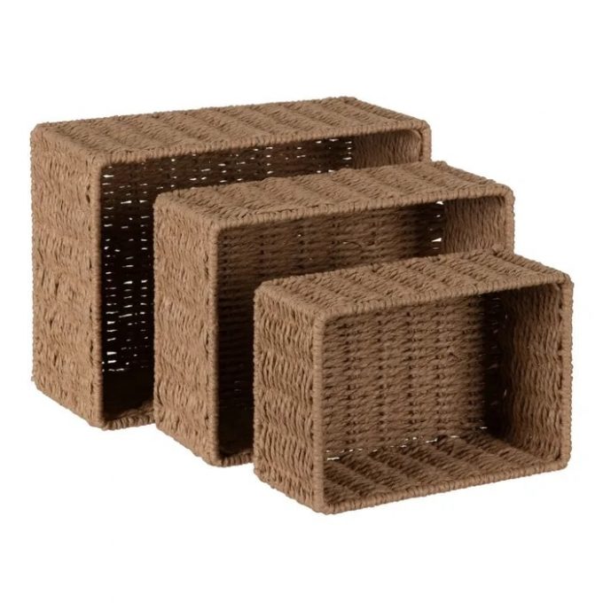 set 3 cestas cuerda de papen natural rectangulares