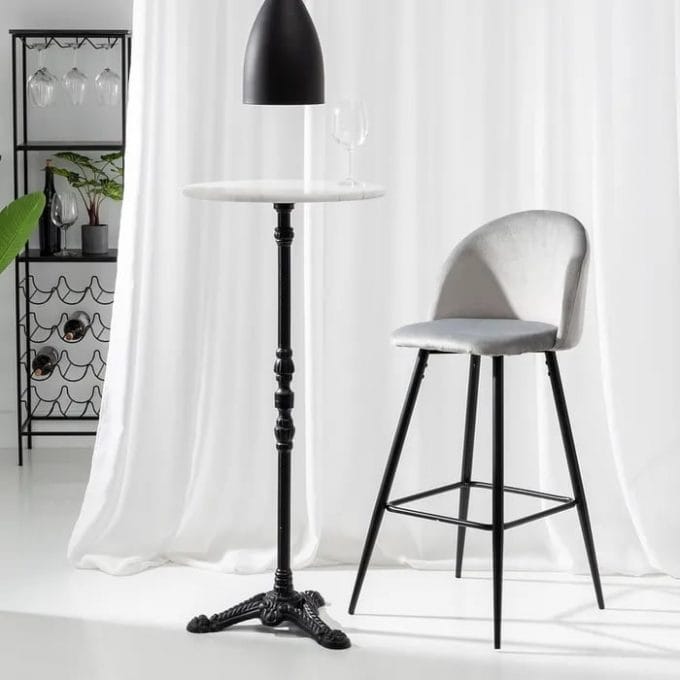 Set 4 taburetes terciopelo gris, Manhattan (40x48x102 cm