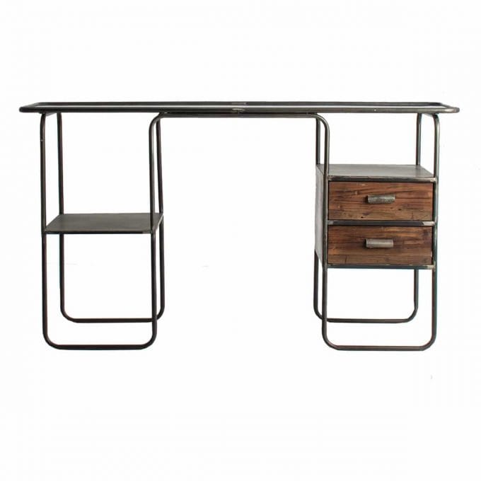 Escritorio madera-metal industrial (140x40x79cm)