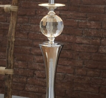 Lámpara plata bola cristal(30dx68cm)