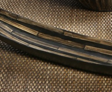 Centro bambú listado negro-beige(45x11x7cm)