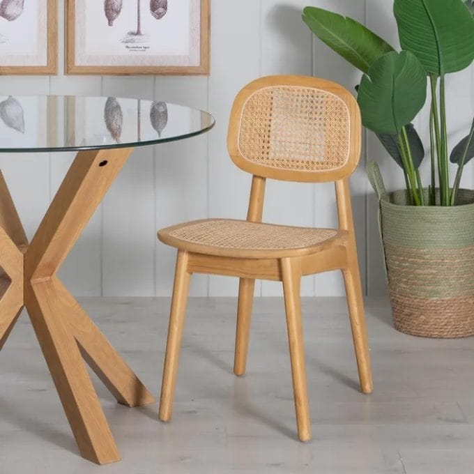 Set 2 Sillas Madera de Olmo y Rejilla Trenzada (42x50x80 cm)