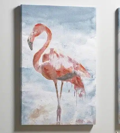 lienzo flamenco rosa y fondo azul 60x90 cm a