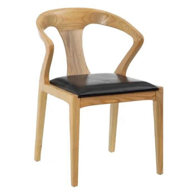 silla en madera de sungkai asiento piel negra art decó