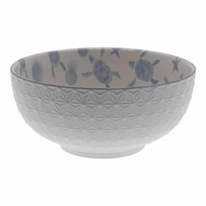 Ensaladera Cerámica Blanca Estrellas Blue Sea (20,5dx9,4 cm)