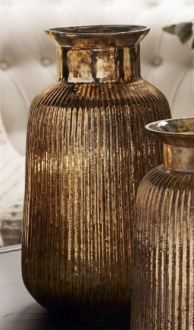 jarrón cristal surcos grabados oro clásico