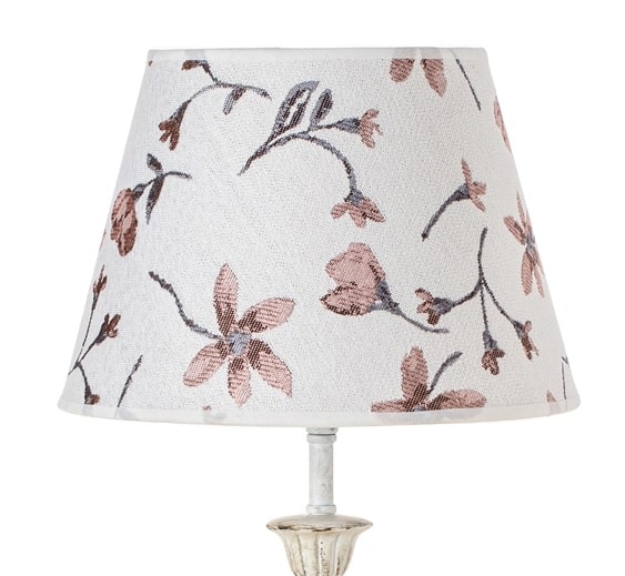 Lámpara Mesa Blanca Flores Rosas Lilith, provenzal (24dx52 cm)