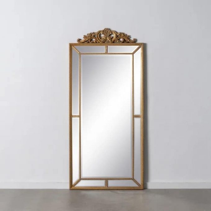 espejo vestidor madera moldura dorado marco biselado barroco