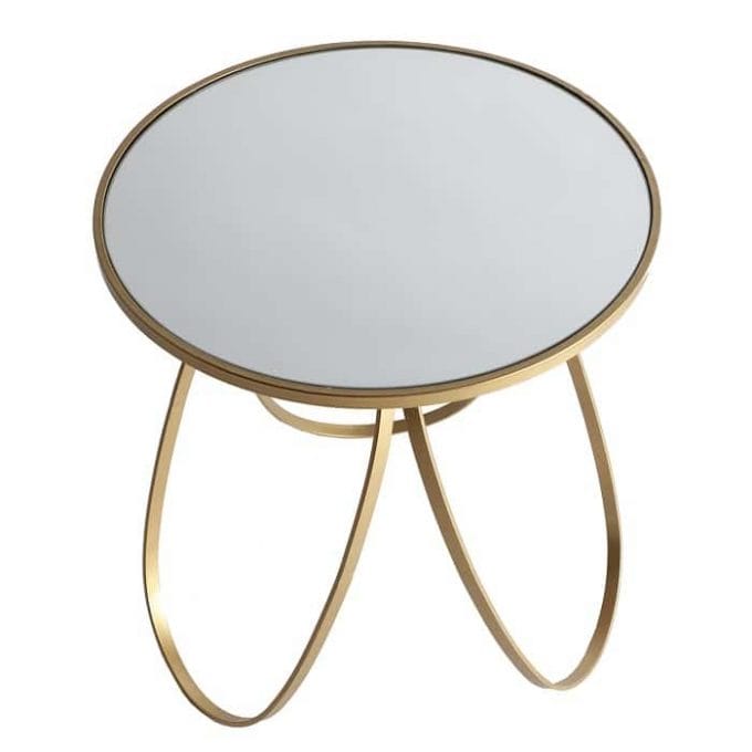 Mesita Auxiliar Cristal-Oro Bloom, Art-Deco (45x45x51cm)