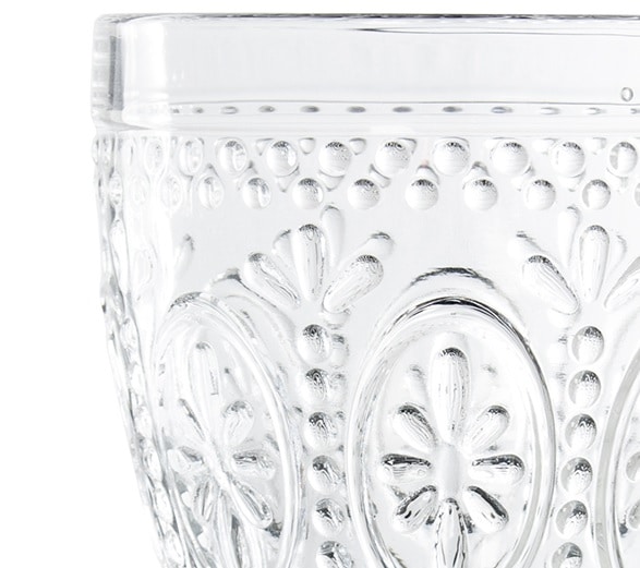 Set 6 Copas Cristal Flor Grabada Romántico (9dx17cm)