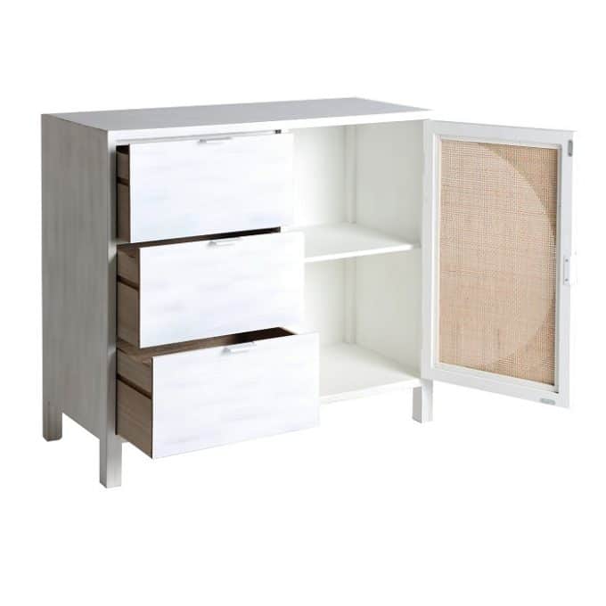 Cómoda Pino Ratán Flam Circle White Nórdica (90x40x80 cm)