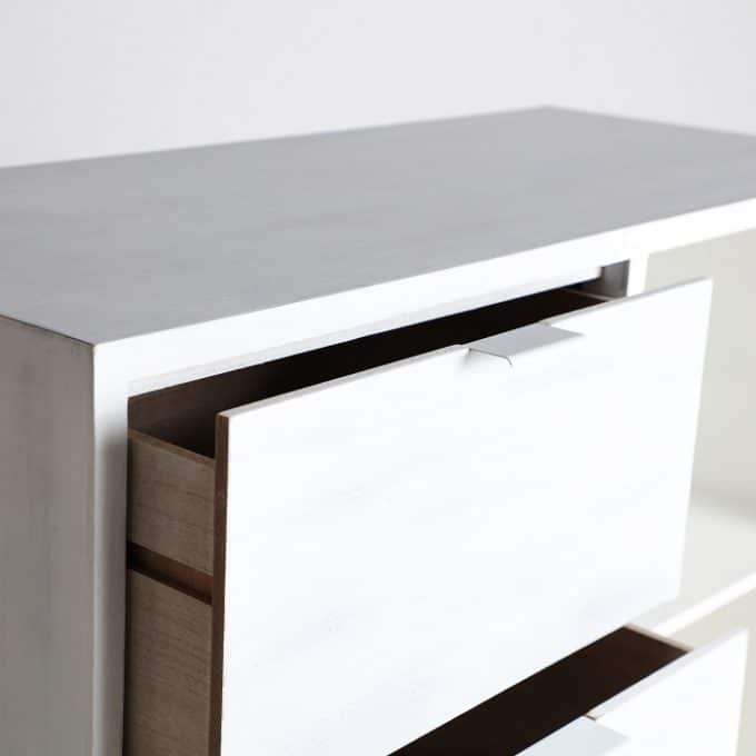 Cómoda Pino Ratán Flam Circle White Nórdica (90x40x80 cm)