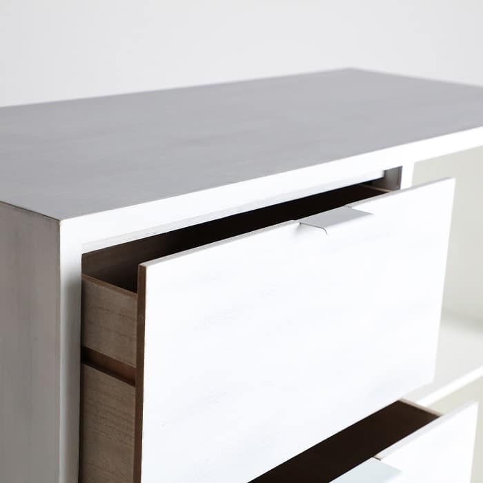Cómoda blanca pino ratán nórdica c