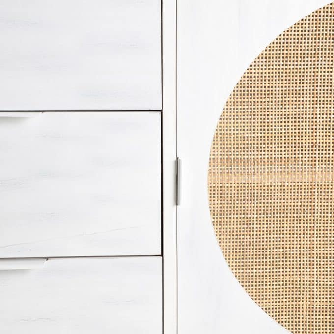 Cómoda Pino Ratán Flam Circle White Nórdica (90x40x80 cm)