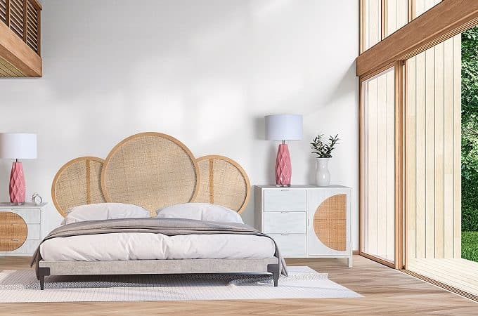 Cómoda Pino Ratán Flam Circle White Nórdica (90x40x80 cm)