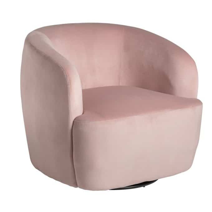 sillón terciopelo rosa giratorio moderno
