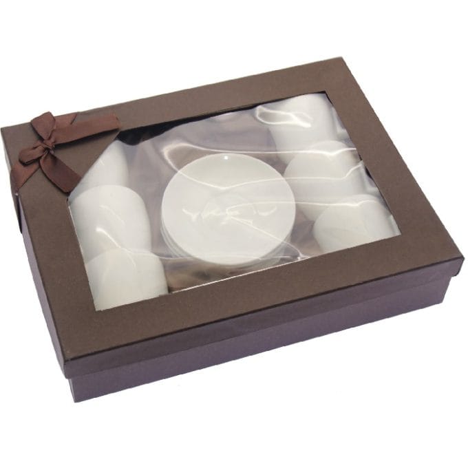Set 6 Tazas Té Porcelana Blanca Onduladas (7,5dx7,5cm)