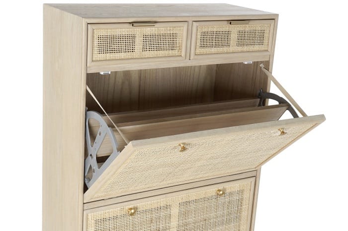 Zapatero Madera Paulonia y Ratán Erika (70x32x120 cm) - Imagen 3