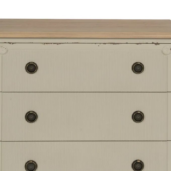 Cómoda Tres Cajones Abeto Crema Natural Niza, Provenzal(80x38x73 cm)