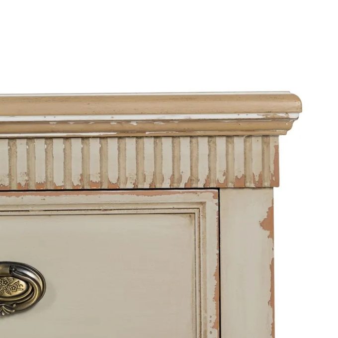 Cómoda Tres Cajones Abeto Crema Natural Amélie, Provenzal(102x45x84 cm)