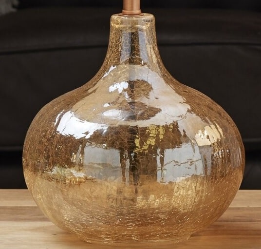 Lámpara Mesa Cristal Ámbar Craquelado Aliz (28dx44 cm)