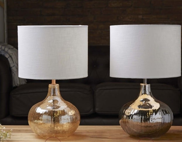 Lámpara Mesa Cristal Ámbar Craquelado Aliz (28dx44 cm)