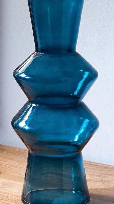 Jarrón Cristal Cónico Azul (13x31cm)