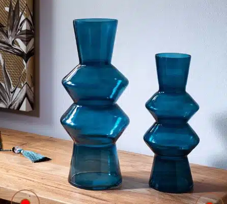 jarrón cristal azul cónico 31 cm a